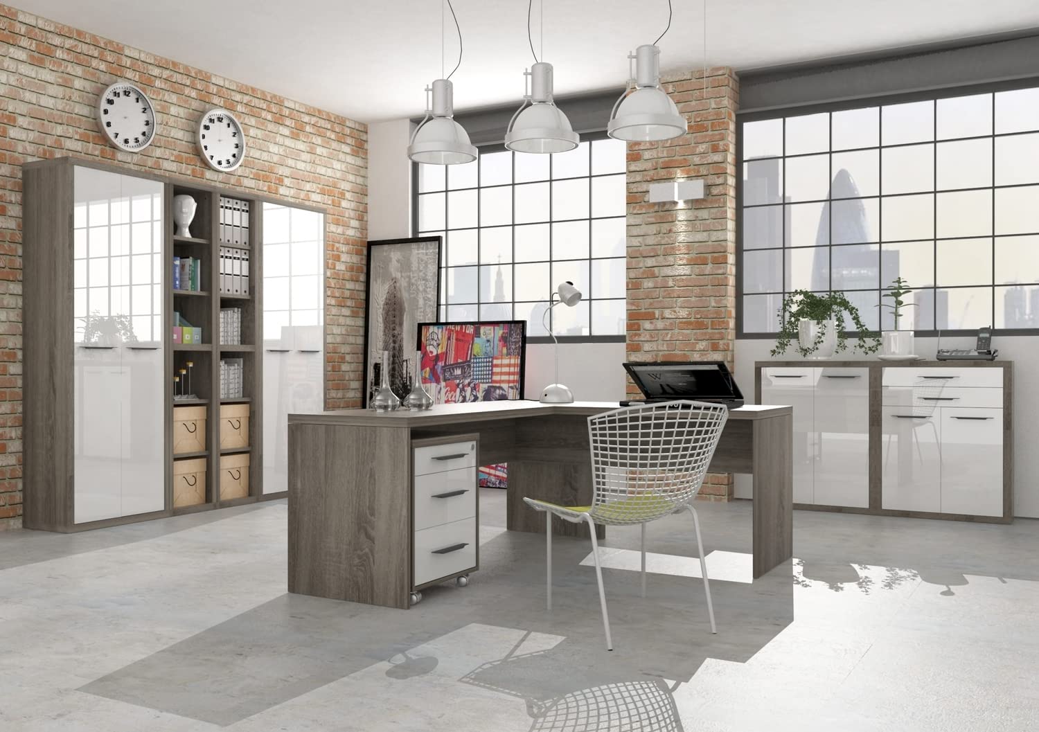 Composad | Scrivania della Linea DISEGNO, Scrivania Angolare, Scrivania PC ad Angolo, (LxAxP) 138,20x74,50x160,50 cm, Colore Rovere Sonoma, per Studio, Ufficio, Made in Italy