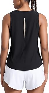 CRZ YOGA Cloudweight Open Back Tank Top | Workout, Light and Soft, Classic Fit, Hip Length, High Neck, Sleeveless Shirts for Women