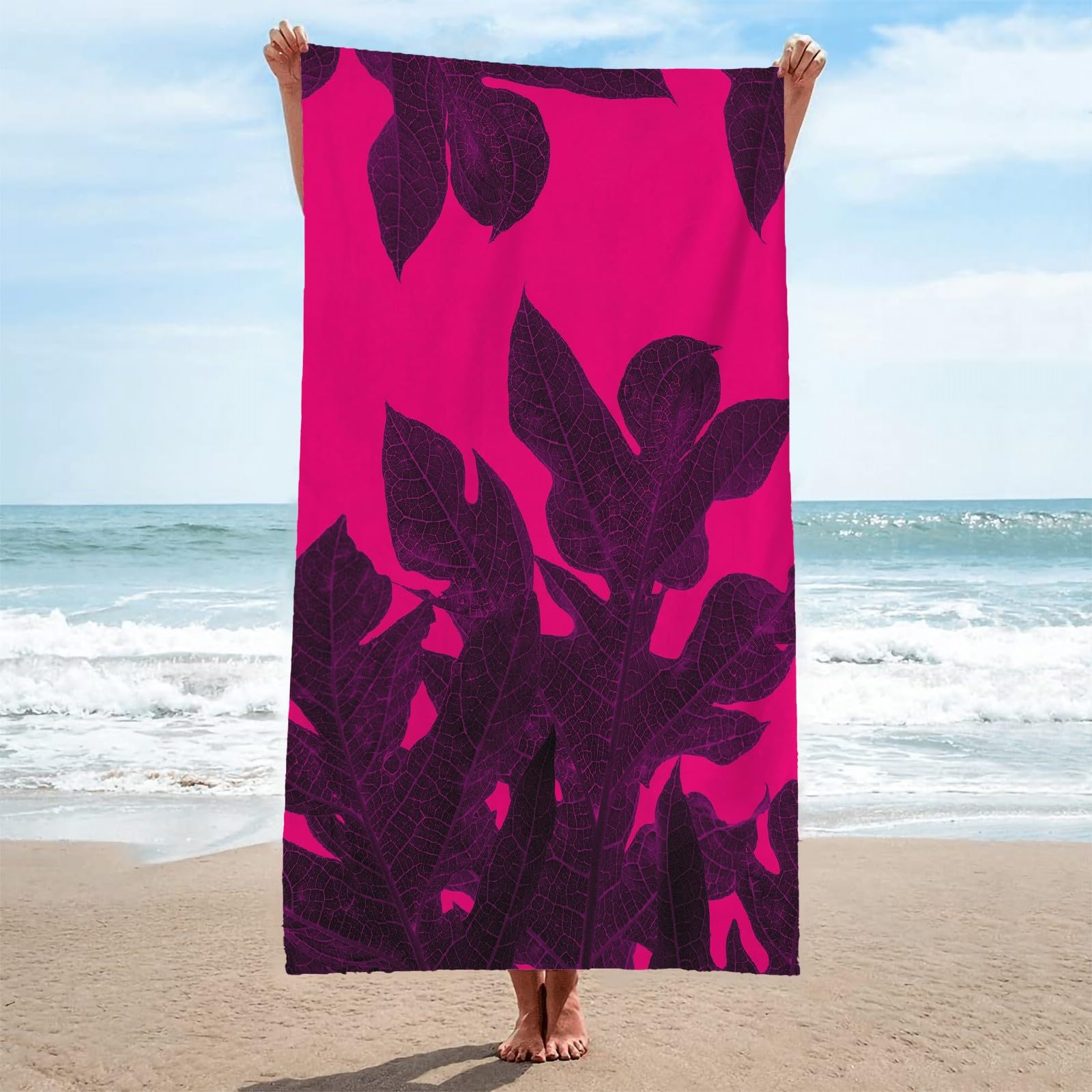 Toalla Playa PúRpura Toallas Playa Grande Microfibra Anti Arena Hoja Playa Toallas para NiñA NiñO Adulto Piscina Toalha de Praia Mujer Hombre 200x200cm