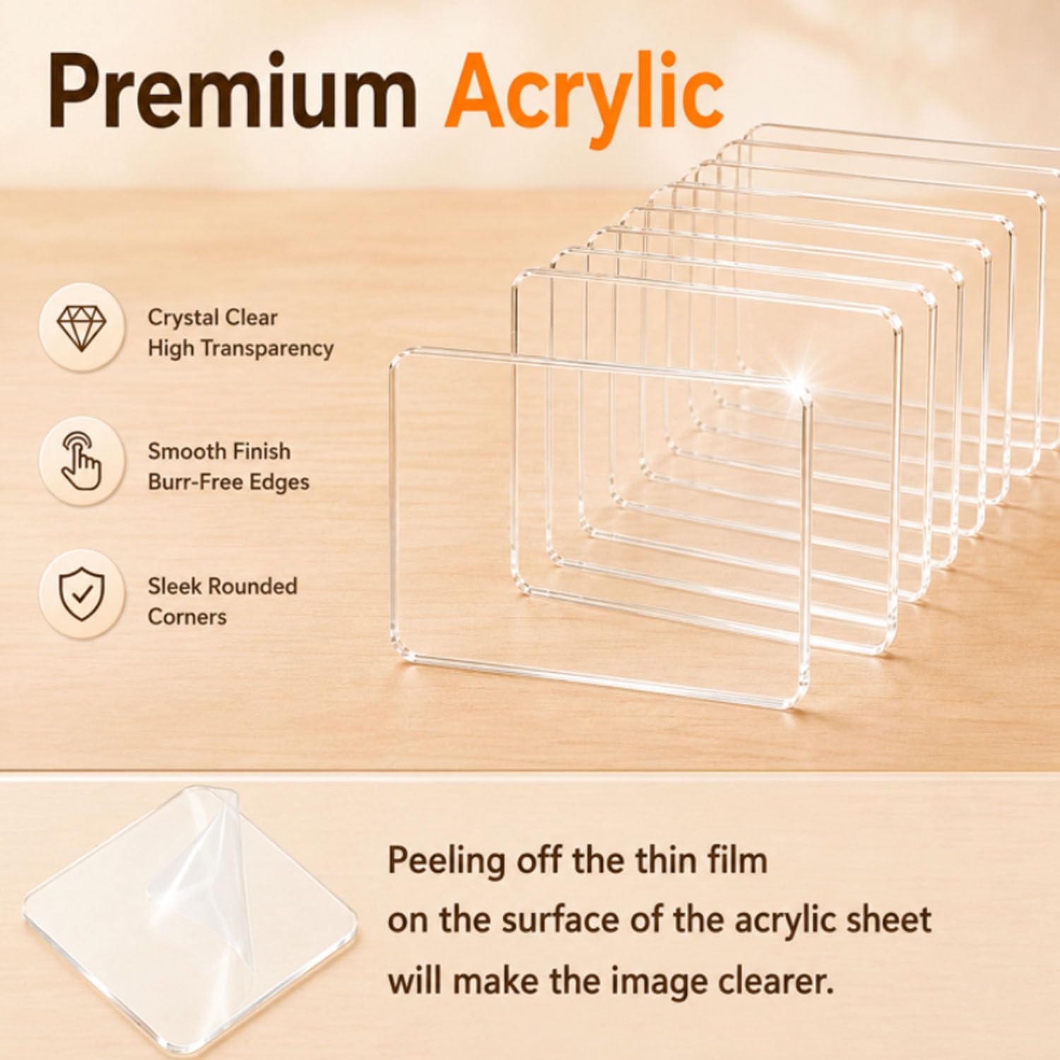 10 Pack 2 * 2inch DIY Clear Acrylic Fridge Magnet Kit with Adhesive Backing, Personalized Square Magnetic Photo Frame for Displaying Pictures for Crafts, Kitchen, Classroom