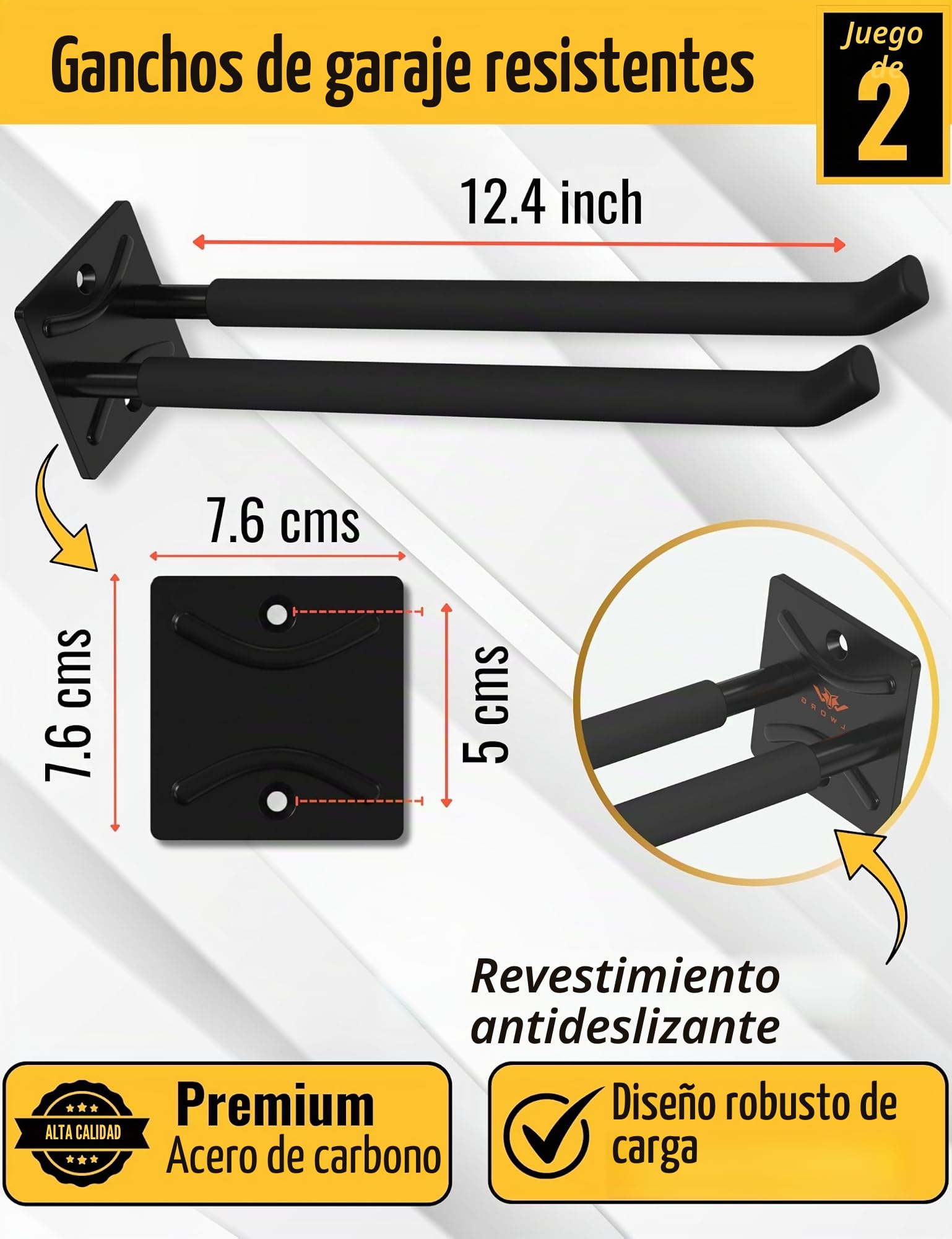 Ganchos Pared Largos para Garaje - ganchos para colgar herramientas, Soporte Pared Bicicleta y organizador herramientas jardin