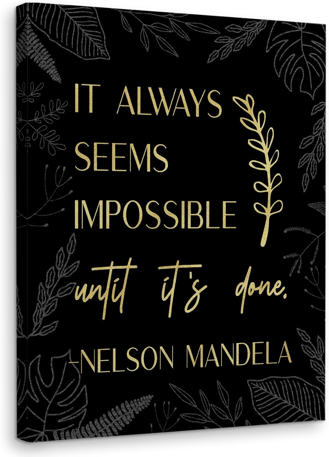 WODMIS Inspirational Wall Decorations Framed Canvas Art, It Always Seems Impossible Until It's Done Motivational Decor Canvas Home Decorations for Bedroom Living Room Office Wall Decor 11x14