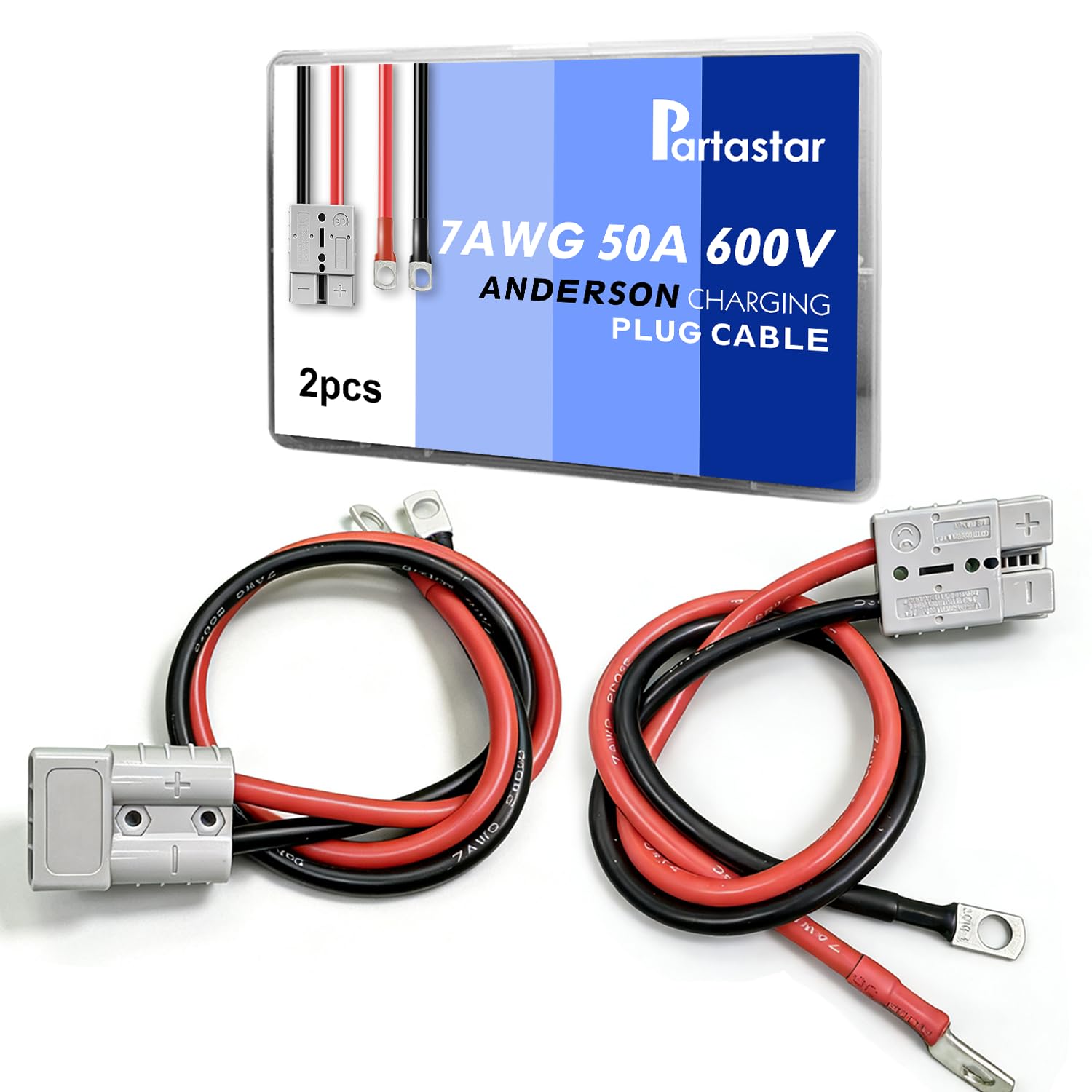 Photo 1 of Partastar SB50 50A Anderson Gray 7AWG 1.64FT Cable for RV Lithium 2Pack