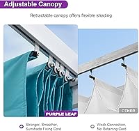 Vista 3 de PURPLE LEAF Pérgola Retráctil para Exteriores de 10' X 12' con Toldo de Sombra Solar Cubierta Blanca Refugio de Metal para Patio Jardín Porche Patio