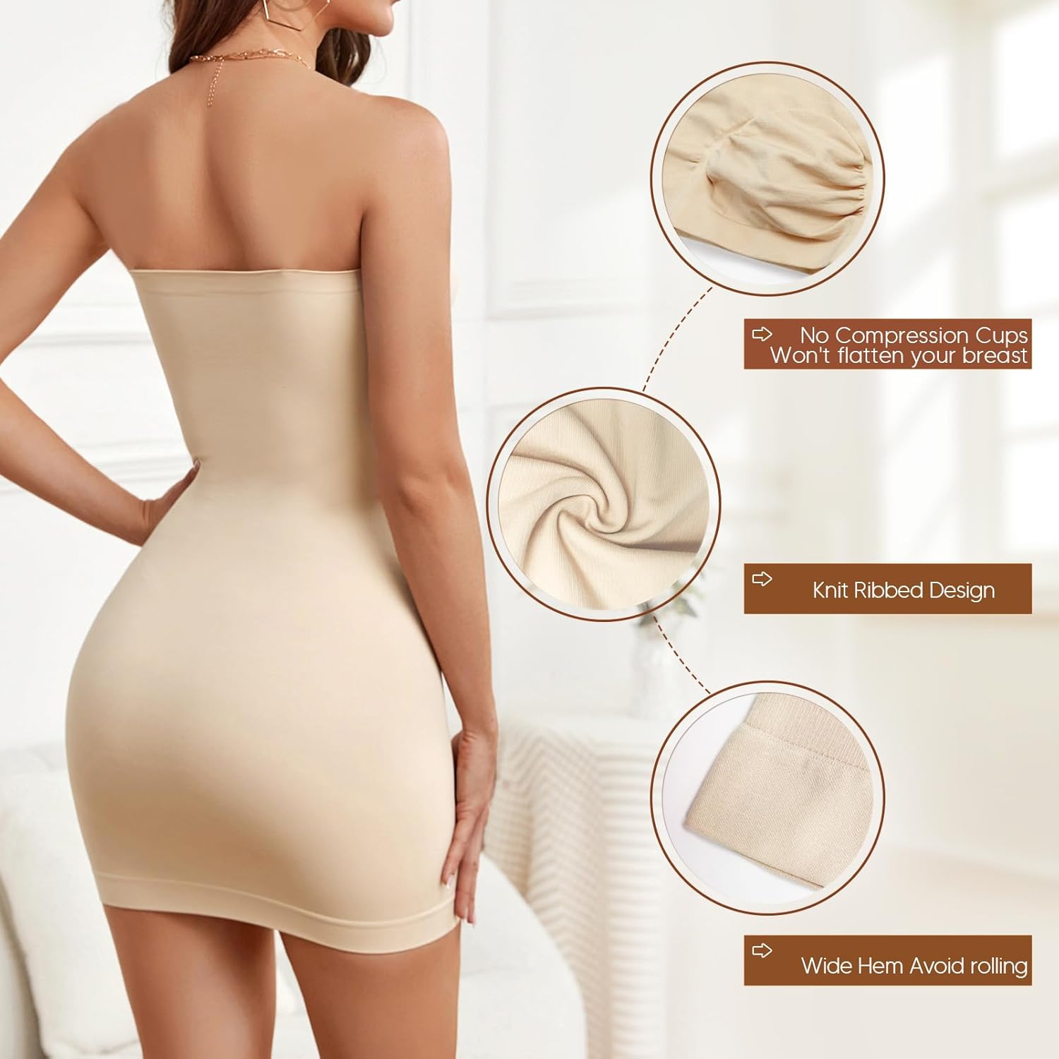 Women's Strapless Full Body Slip Shaper Seamless Smoother Tube Slip Under Dresses - Image 2