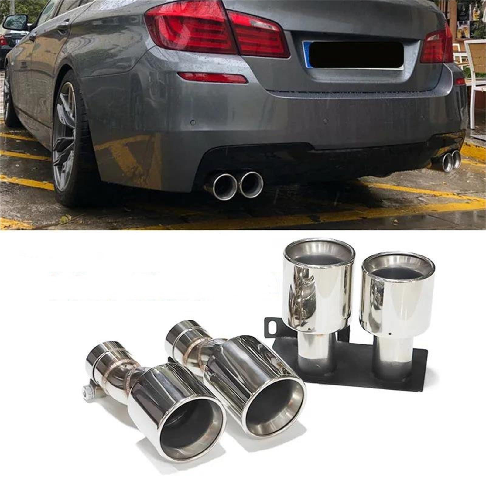 Dla BMW F10 M5 525i 520i 528i 523i Rura Wydechowa Ze Stali Nierdzewnej Końcówka Tłumika Samochodowego Końcówki Rury Wydechowej Końcówki Rury Wydechowej(Nero)