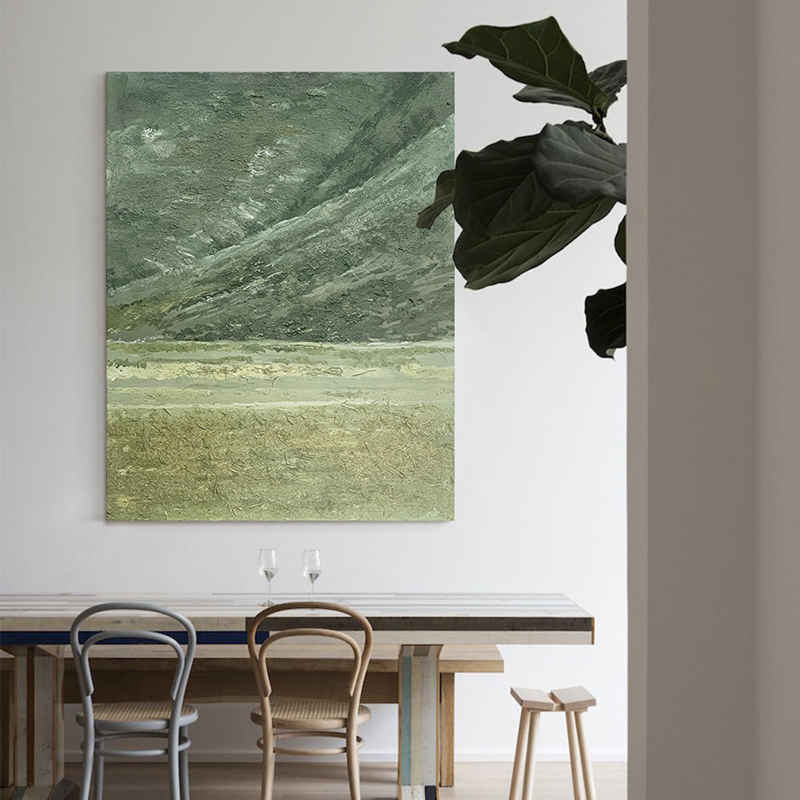 Peinture à l'huile moderne de grande taille pour décoration salon chic