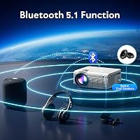 YEZMEK Projektor 5G WiFi Bluetooth Native 1080P Full HD, Mini LED Projektor 4K Támogatás, Hordozható Házimozi Projektor 5