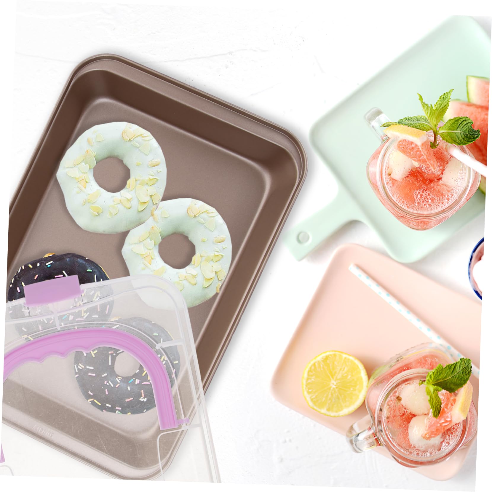 MAGICLULU Moule à Gâteau Rectangulaire avec Couvercle, Surface Antiadhésive, Acier au Carbone, pour Transport de Gâteaux, la Cuisine et Pâtisserie, Moule Cercle Patisserie