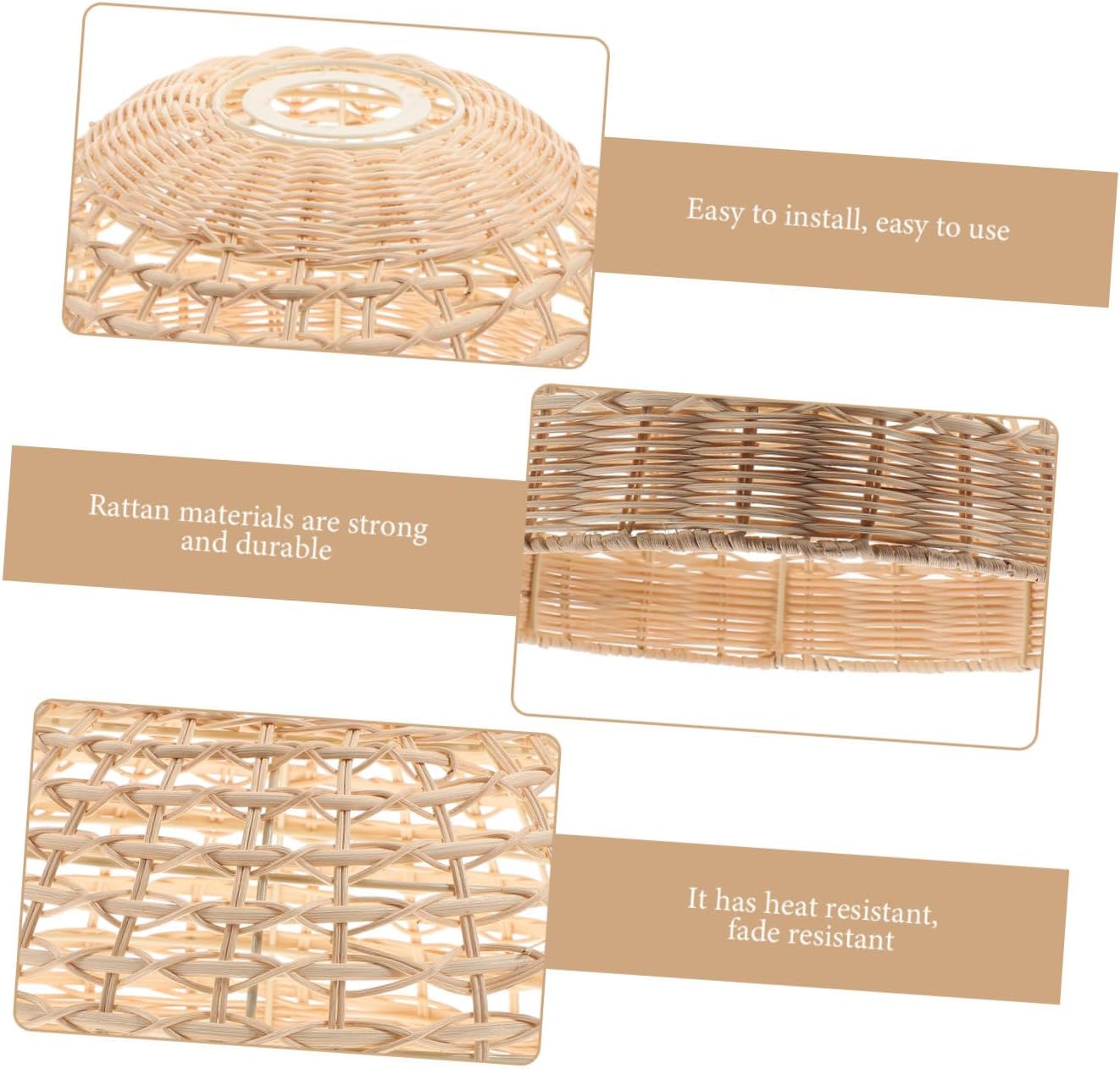 Uonlytech Rattan Pendant Lamp Shade Cover 28x16cm Woven Hanging Light Cover Decorative Indoor Lampshade for Living Room Dining Room Office