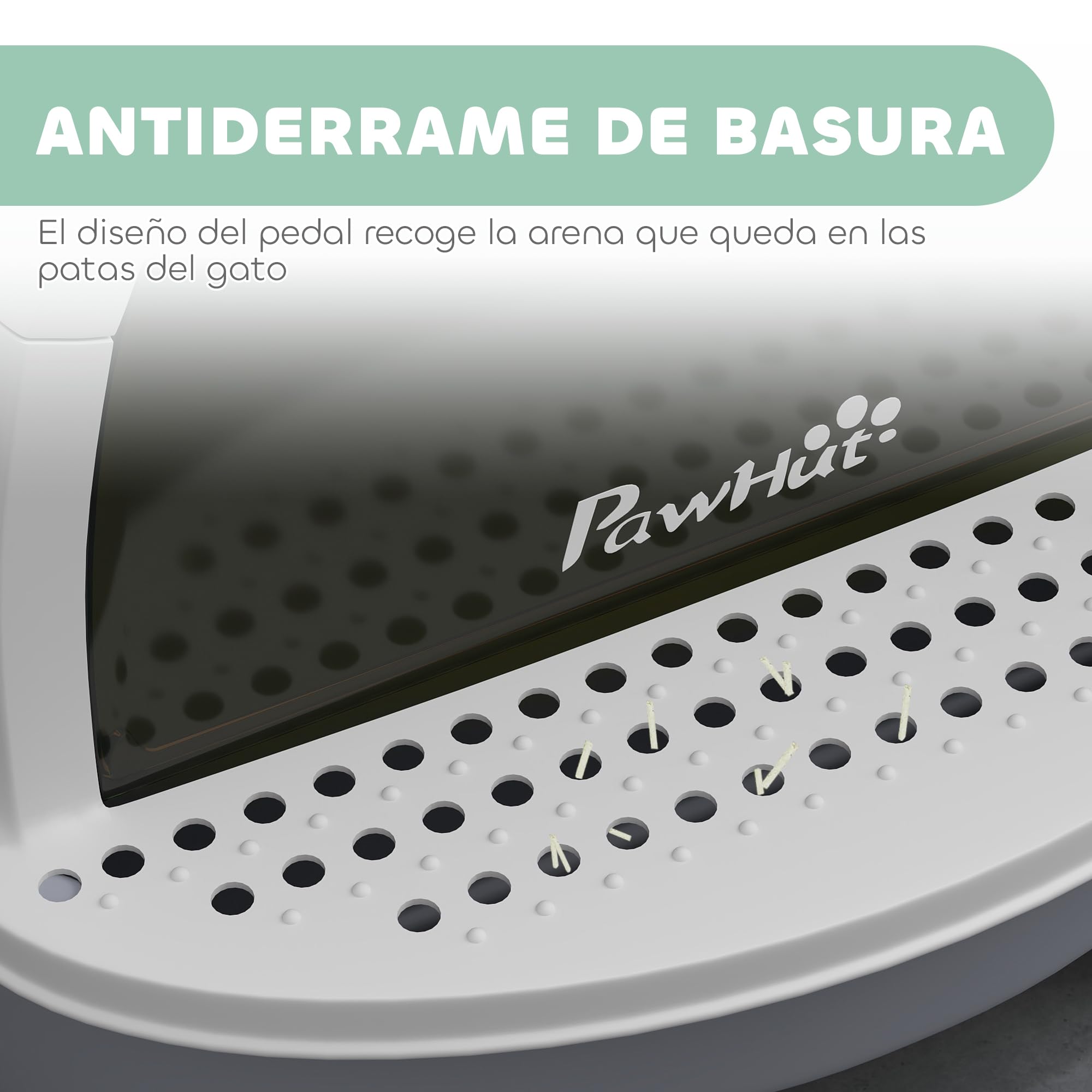 PawHut Arenero para Gatos Cubierto con Pala 40,5x52x39 cm Blanco y Gris | Caja de Arena para Gatos, Arenero Cerrado, Tapa Removible, Bandeja Extraíble, Filtro de Carbono, Asa Superior