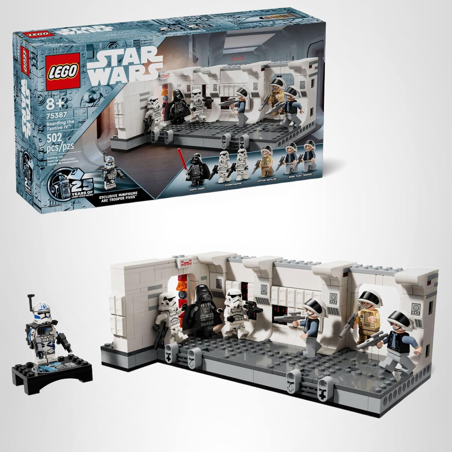 LEGO Star Wars: A New Hope Boarding The Tantive IV Fantasy Toy, Collectible Star Wars Toy with Exclusive 25th Anniversary Minifigure Clone Trooper Fives, Gift Idea for Kids Ages 8 and Up, 75387