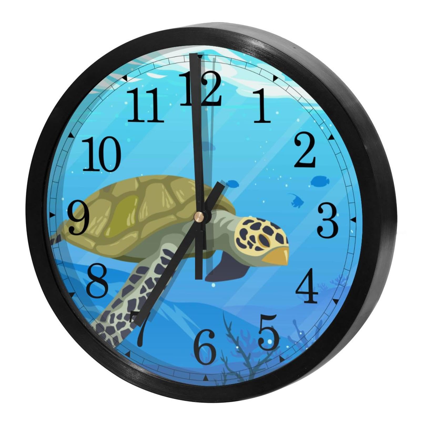 Horloge murale ronde motif tortues pour décorer une chambre ou un salon moderne
