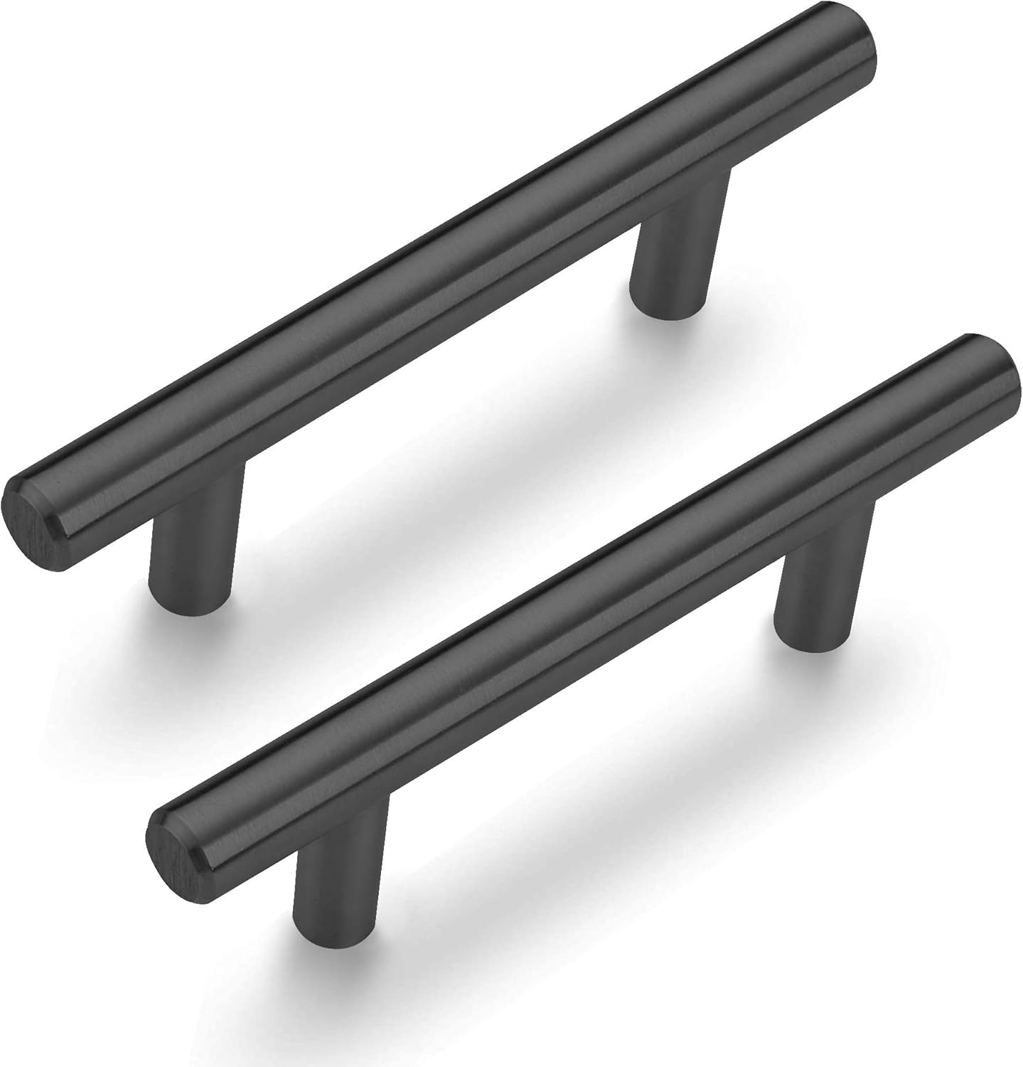 ANGSTROM 50-Pack Round Bar Cabinet Pulls, Euro-Style T-Bar Handle 6.3" CC, Matte Black (8.7" Length)