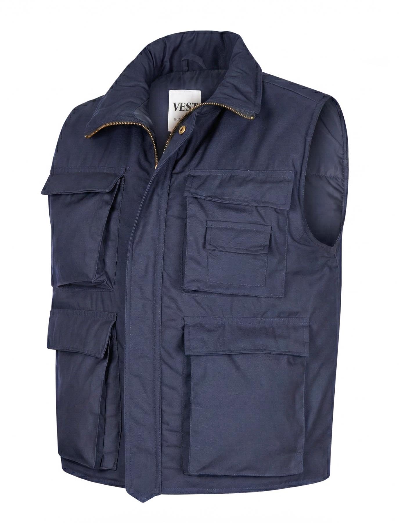 VINTIKA Men’s Padded Body Warmer Military Combat Vest - Multi Pocket Unisex Camo Army Gilet Hiking Waistcoat - Navy - XL