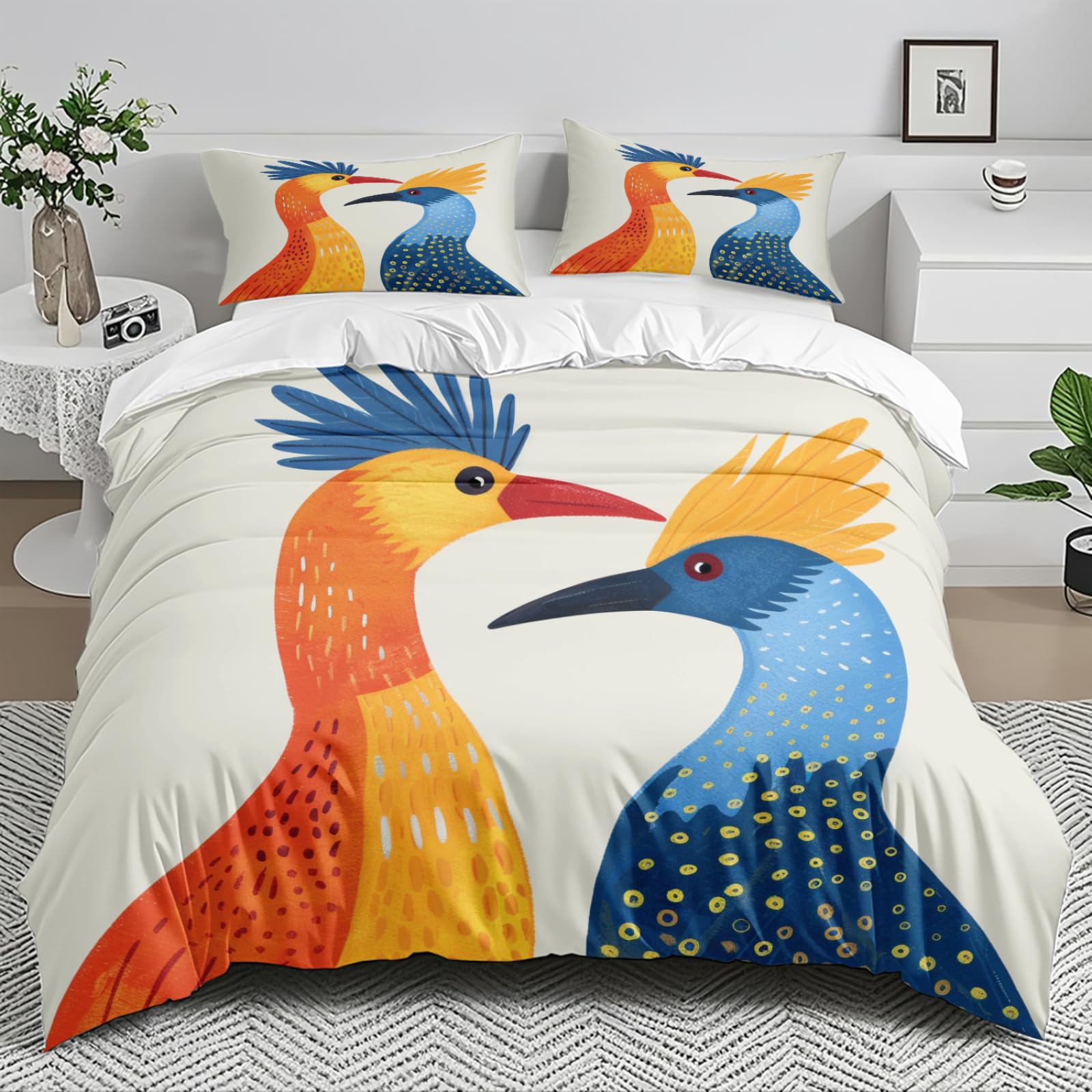 Housse de couette 140x200 beige et bleu pour créer un cocon cocooning