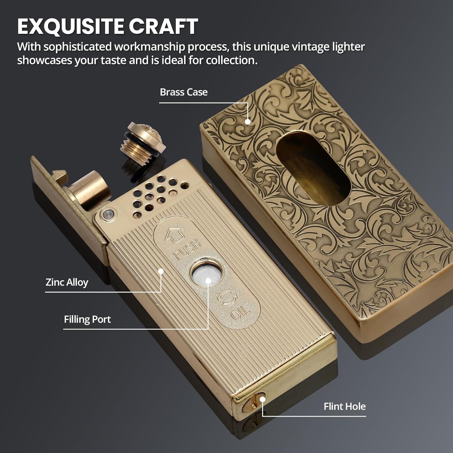Vintage Trench Lighter, Refillable Lighter, Windproof Matchbox Kerosene Lighter, Antique Soft Flame Lighters, Cool Lighter Collection Unique Gift for Men Dad Husband(C8)