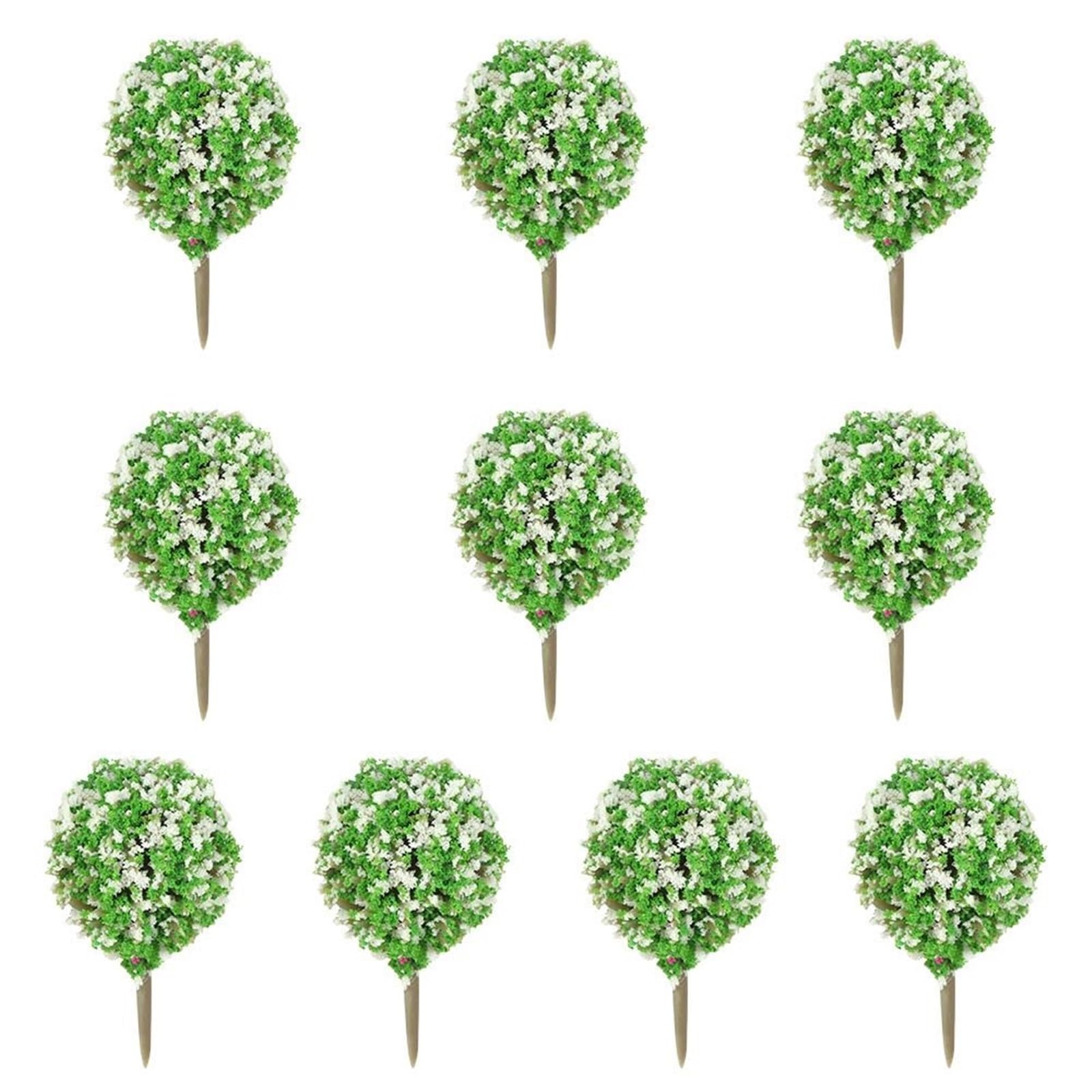 DUNSBY Model Trees 10pcs Plastic Artificial Miniature Flower Tree Scenery Railroad Decoration Building Landscape Model Accessories(Color 06)