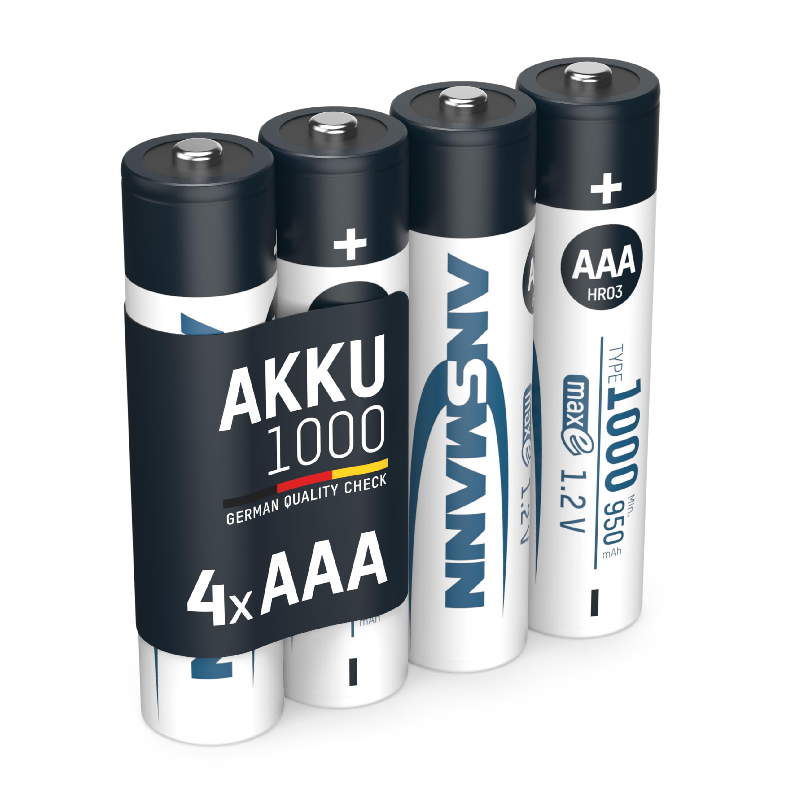ANSMANN Micro AAA Tipo 1000mAh Batteria Ricaricabile ad Alta Capacita 4x Micro AAA NiMH HR03