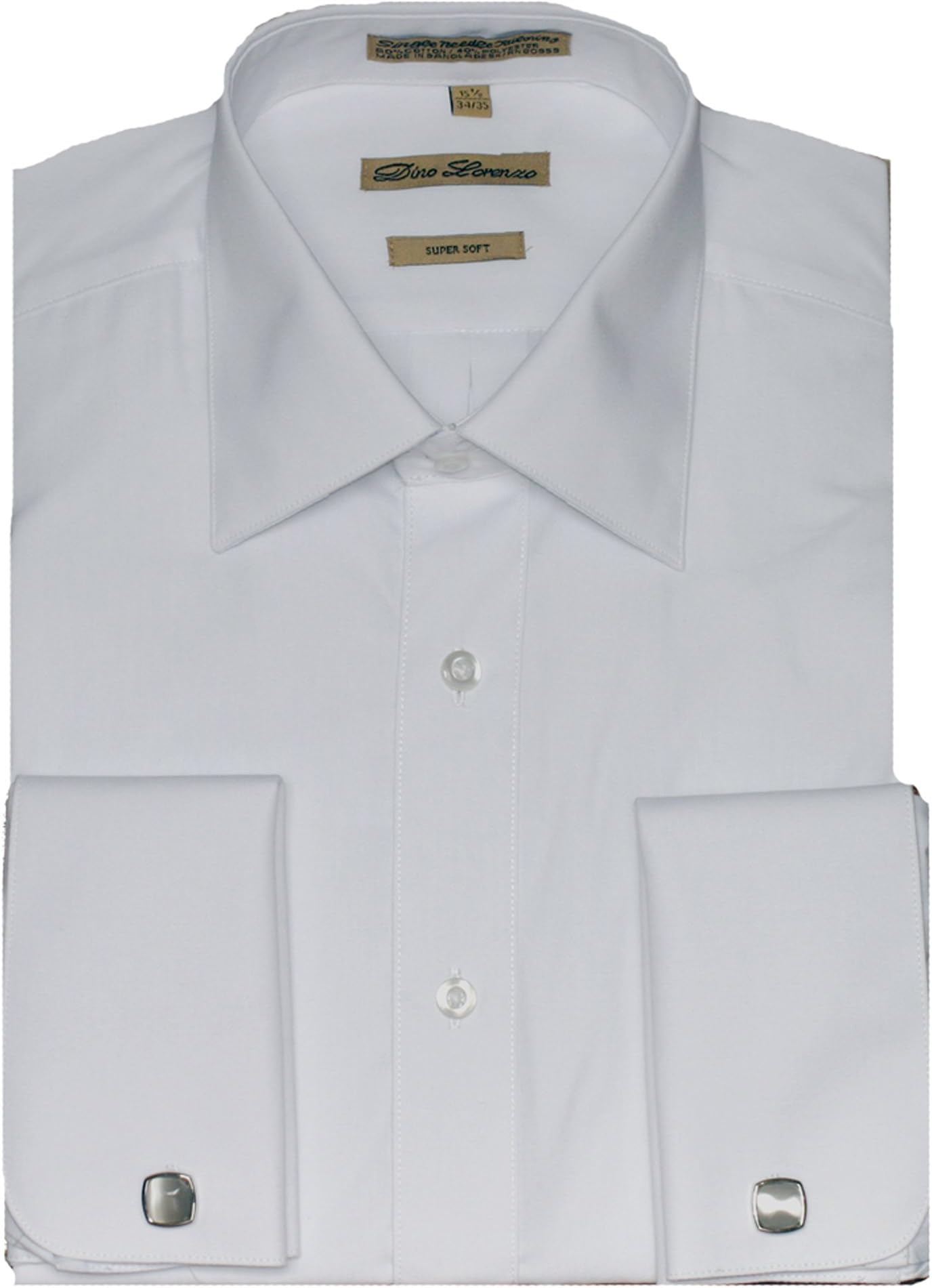 FIZAARO White French Cuff Dress Shirt (Cufflinks Included) (17.5-34/35)