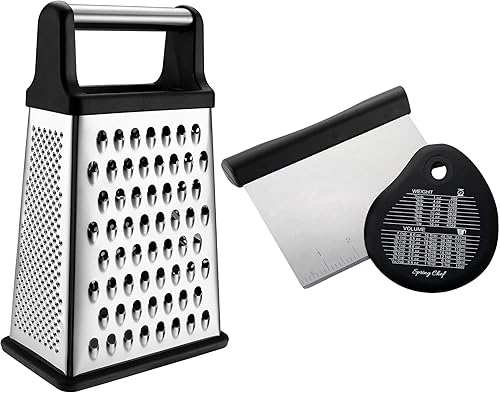 Spring Chef Professional XL - Juego de rallador de caja y raspador de banco, color negro