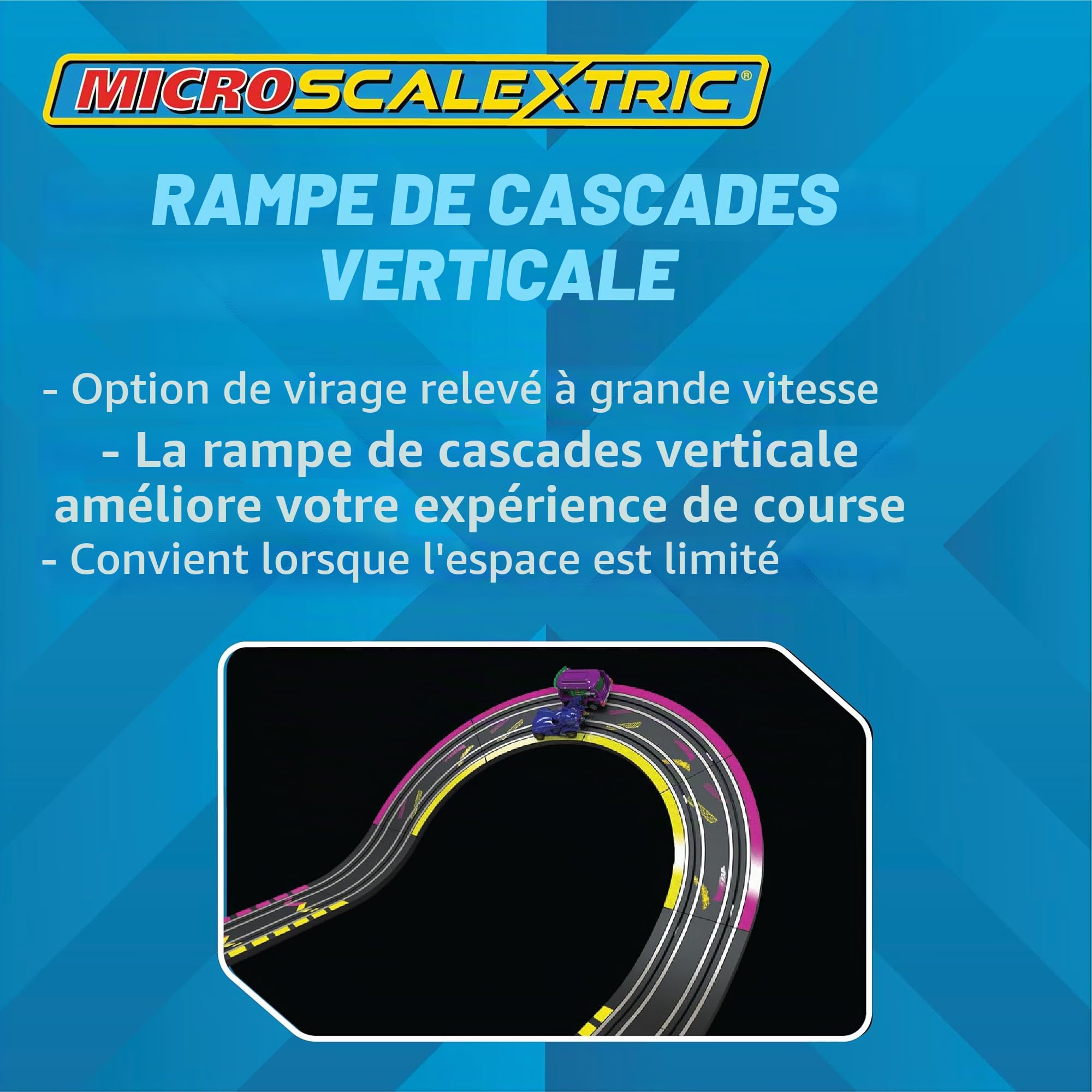 Scalextric Ensemble de piste de course micro-voiture Ensemble de construction Batwheels et Farces contre Bam Course alimentée par piles