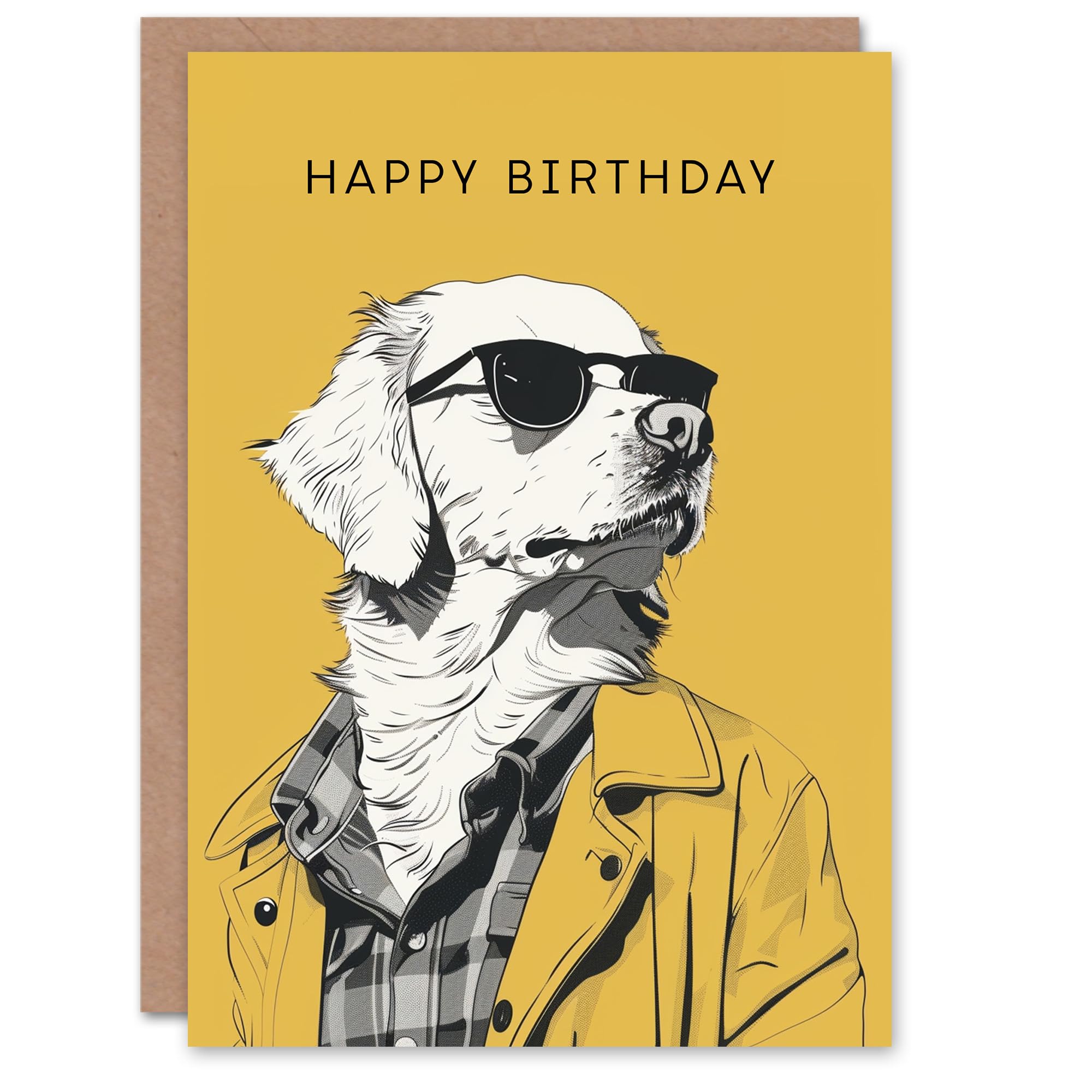 Birthday Card Golden Retriever Dog Lover Cool Guy Pet Design Greeting Card