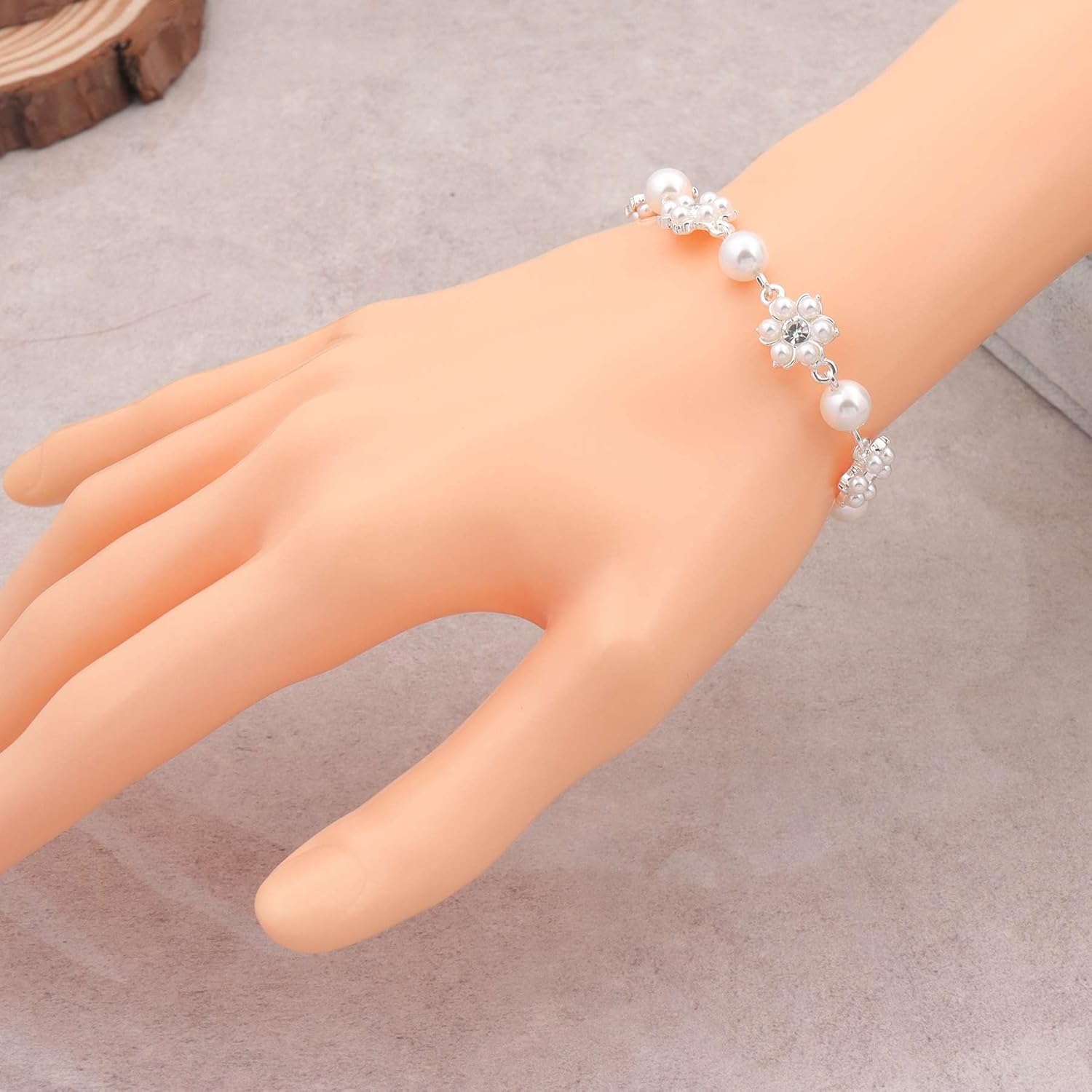 Bridesmaid Jewelry Set for Women 18K Gold & Silver & Rose Gold Plated Flower Pendant with Pearl Necklace Earrings Bracelet Set,Bridesmaid Gift for Wedding & Proposal/Party/Prom Gift