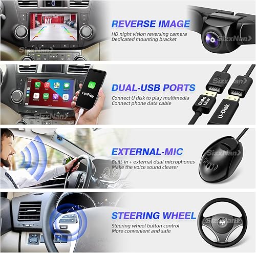 Miniatura 5 de SizxNanv Pantalla táctil Android 11 compatible con Carplay Android Auto, radio de coche, estéreo, Bluetooth, navegación, reproductor multimedia,