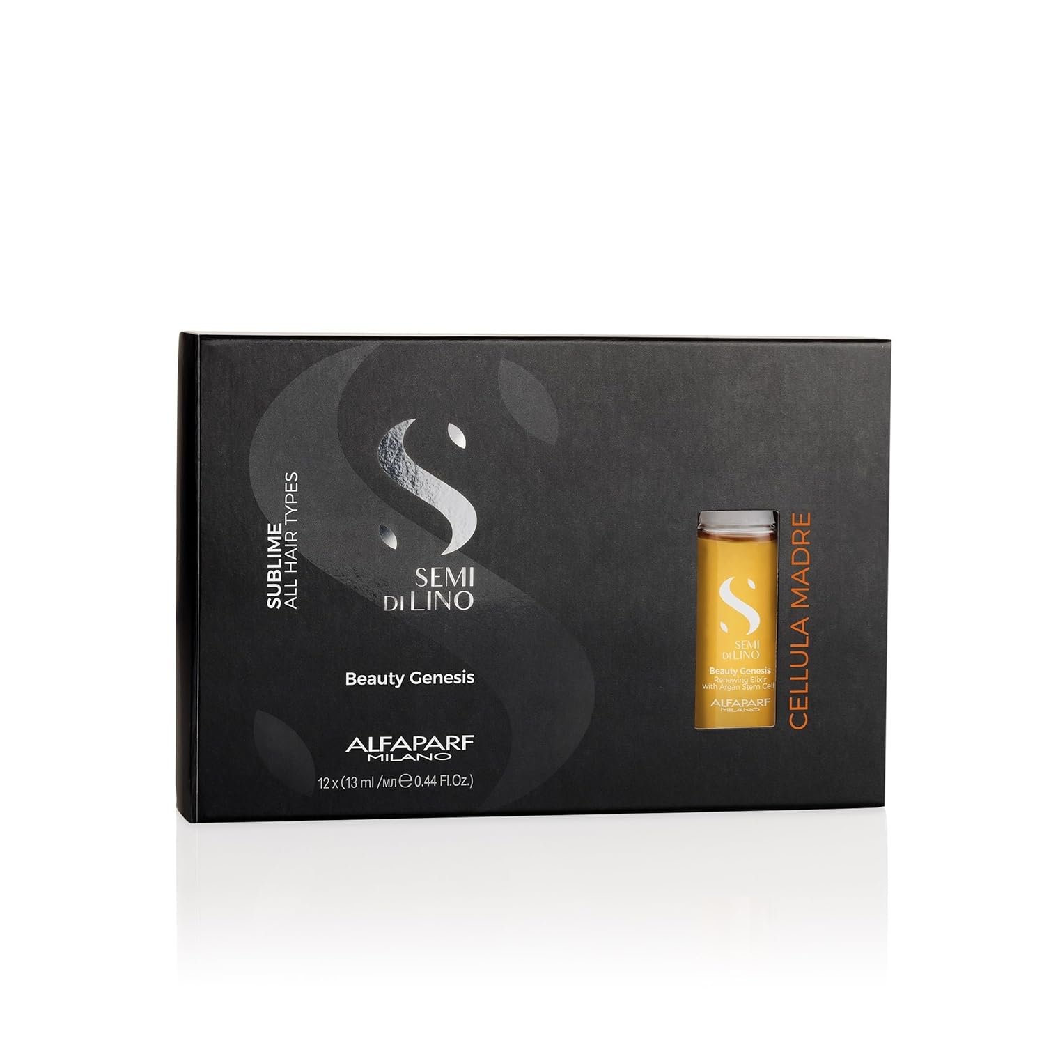Alfaparf Milano Semi di Lino Sublime Cellula Madre Beauty Genesis Vials – Argan Ampoules for Radiant and Healthy Hair – Protects Color – Adds Shine (12 Vials / 0.44 fl. oz. each)