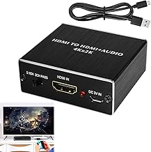 HDM1 Audio Extractor, HDM1 Converter to Audio and Optical, Audio Extractor Splitter Splitter with 3.5mm Stereo Adapter, 4K x 2K, Black