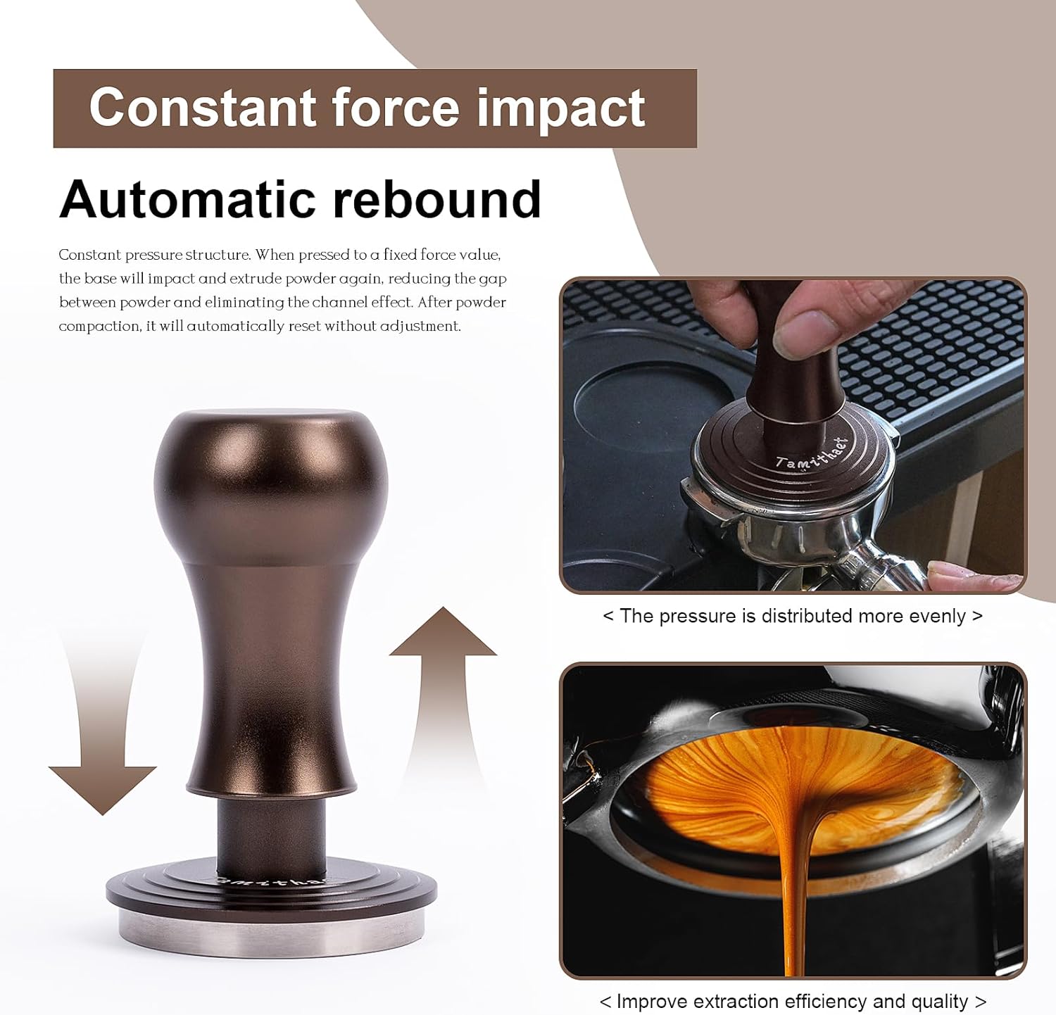 Professional Espresso Tamper 45.5mm - Espresso Machine Compatible, Barista-Approved Coffee Press with Non-Slip Base, Durable Stainless Steel Design