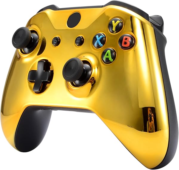 eXtremeRate Chrome Gold Front Housing Shell Faceplate for Xbox One S & Xbox One X Controller(Model 1708) - 5