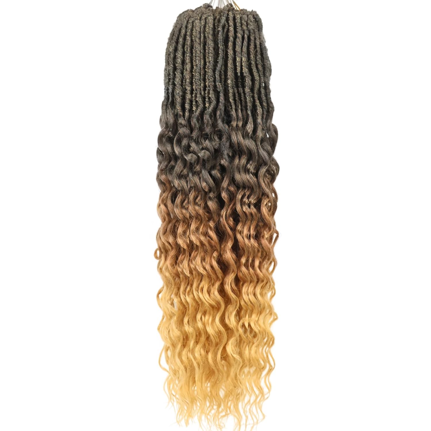 Deep Faux Locs Crochet Hair 30 Inch 8 Packs Goddess Locs Crochet Hair 1B3027 Soft Loc Faux Loc Crochet Braids with Curly Ends Prelooped Deep Wave Croceht Braids for Black Women(Black to Blonde)