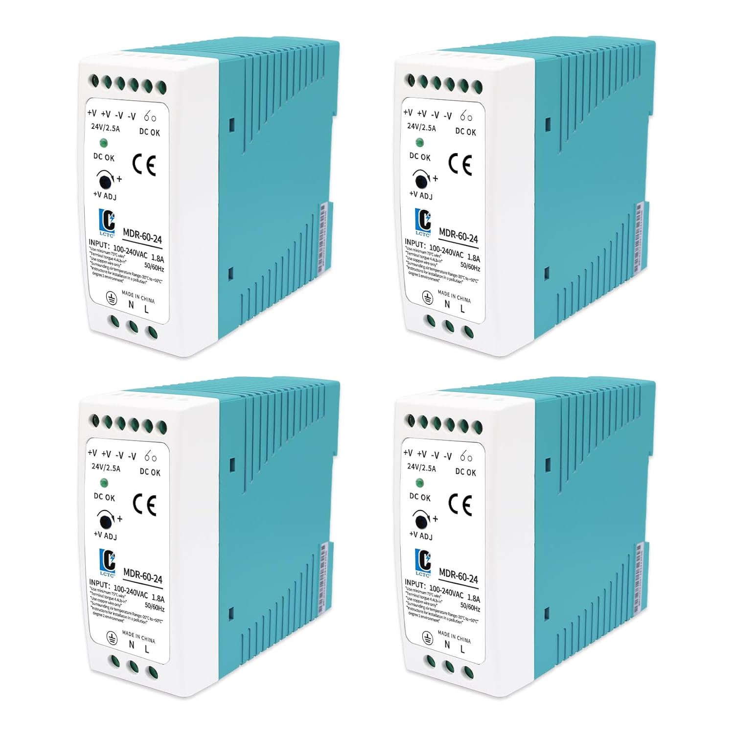 DIn Rail DC 24V Switching Power Supply MDR 60W Rail Type(Input:100-240VAC,Output:24VDC,50/60HZ) Switch Converter (24V 2.5A)(4)