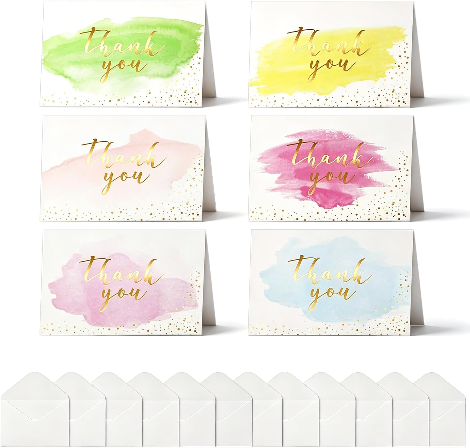 SZXMDKH 12 Packs Thank You Cards Watercolor, Thank You Cards Multipack with Envelopes for Wedding, Graduation, Teacher, Family