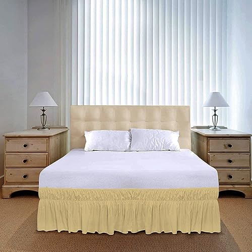 Miniatura 41 de Falda de cama con volantes envolvente con cinturón elástico ajustable, caída de 14 pulgadas, fácil de poner y quitar, mezcla de volantes de polvo