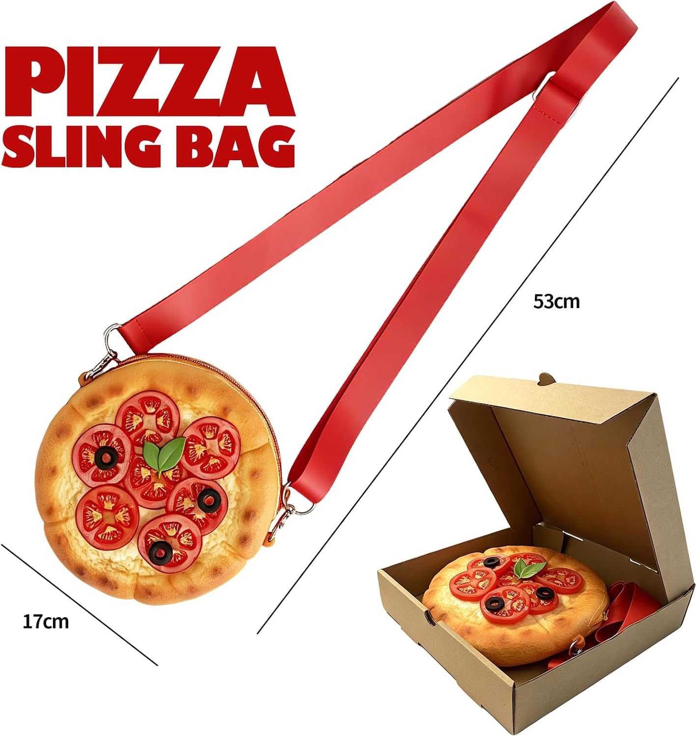 DINOBROS Pizza Crossbody Bag for Kids Funny Pizza Sling Bag with Adjustable Strap, Mini Novelty Purse for Toddler Girls and Boys