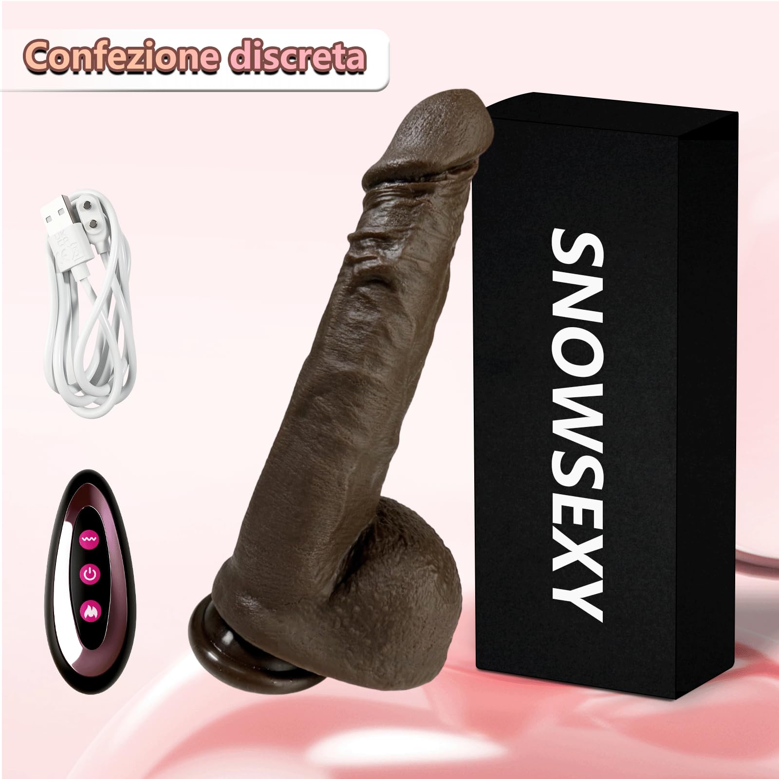 25 cm Dildo Realistico Vibratoreper Vibratore Anale Pene Realistico XXL Grosso Dildo Vibratore Anale Gigante 3 Spinte 9 Vibrazionecon Riscaldante Sexytoysys Donna Professionale, Nero