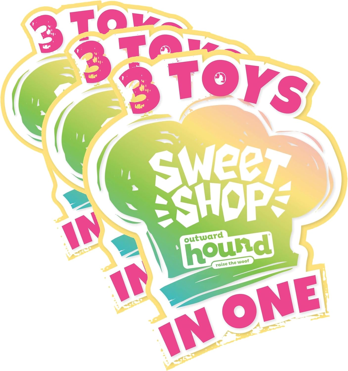 Outward Hound Surprise Destroy Them All Sweet Shop Dog Toy - 3-in-1 Dog Toy, Collect All of The Squeakin Sweet Treats! (Pack of 3)