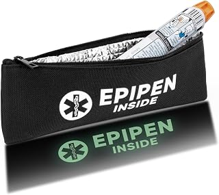 EpiPen Carry Case for 2 Epi Pen, Fluorescent Printing & Dual-Sided Emergency Markings for Instant Visibility in Darkness and 3-Second Crisis Access, Aluminum Insulation, We are One (Black)