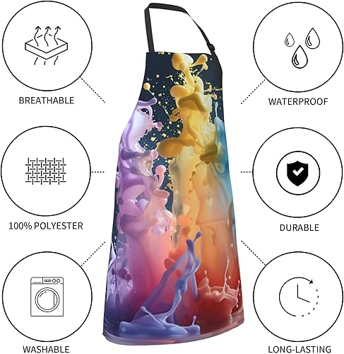 Miniatura 4 de Delantal impreso delantales de pintura de poliéster con bolsillo para cocinar cocina a la parrilla adultos