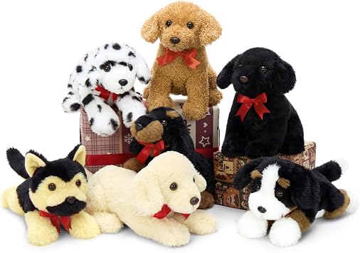 MaoGoLan 7pcs 11.7 Inch Puppy Dog Stuffed Animals Bulk, Small Dog Plush for Adopt a Puppy Party Favor Baby Shower Home Decor, Cute Stuffed Animals Gift for Kids Boys Girls Adults