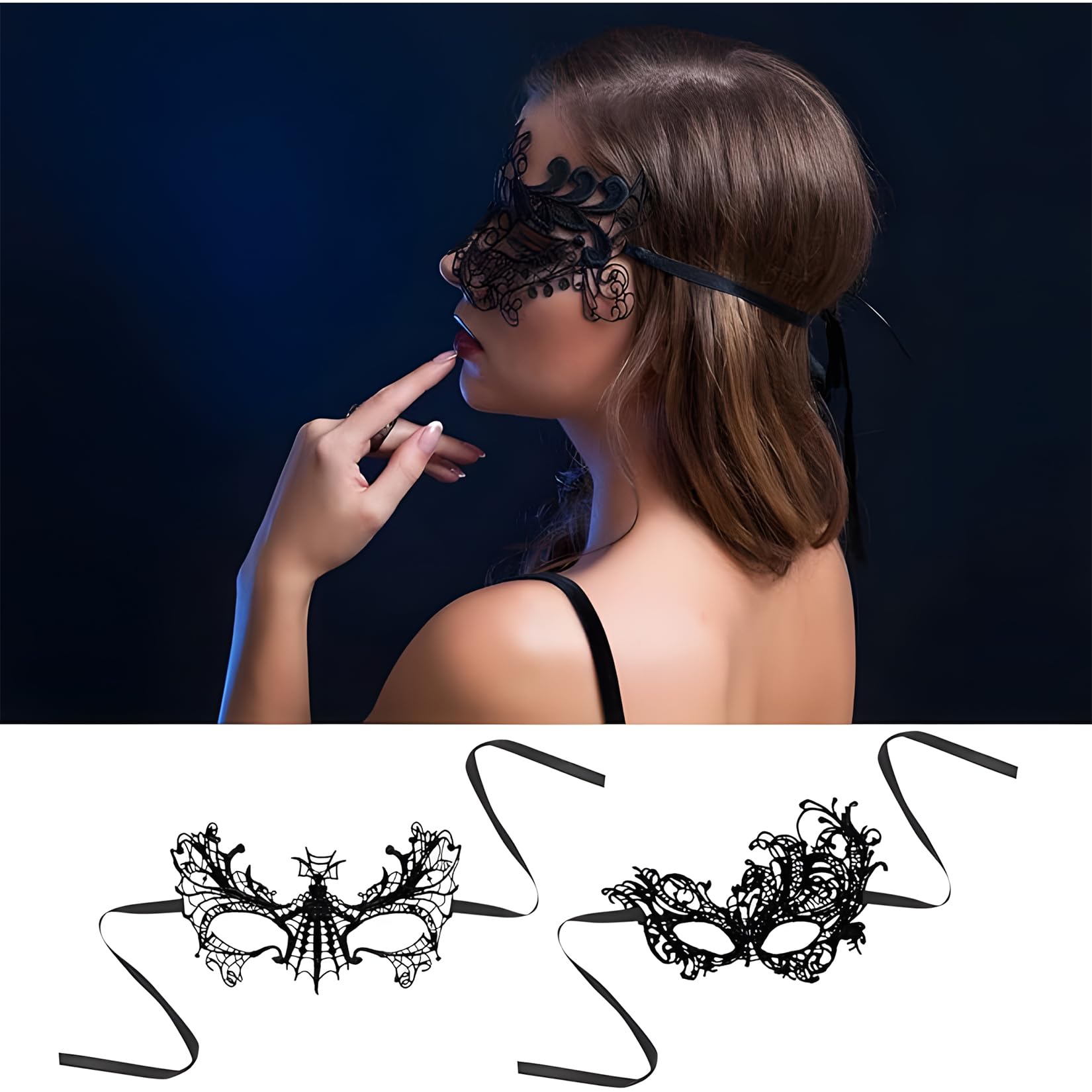 8 Szt Weneckie Maski, Czarne Seksowne Damskie Maski Z Koronki, Maska Z Koronki Na Bal Maskowy Halloween, Kostium Karnawałowy, Bal Absolwentów, Impreza Kostiumowa