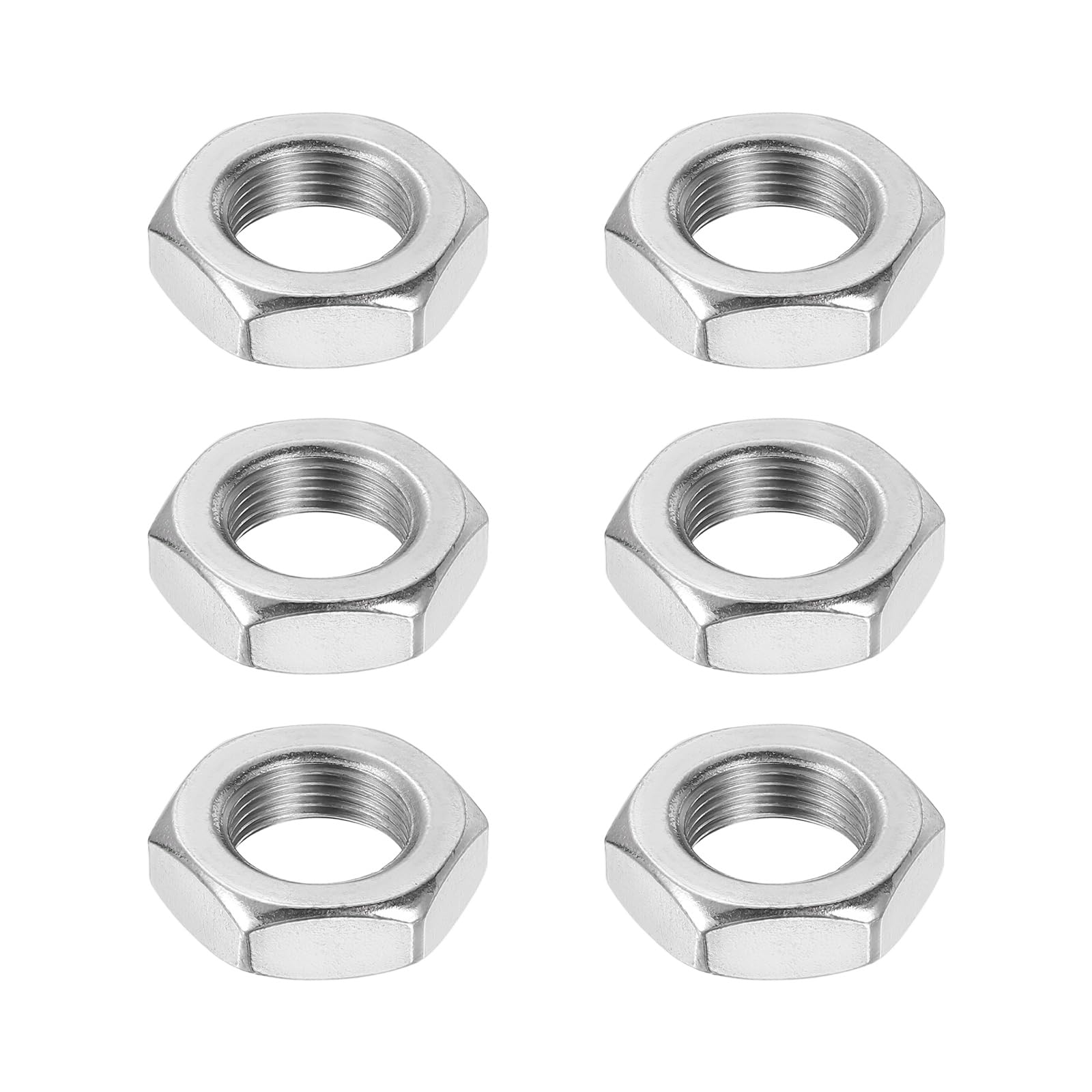 sourcing map M14x1mm Hex Nuts, 6Pcs 304 Stainless Steel Metric Fine Thread Hexagon Lock Nuts Fasteners 22mm/0.87" Width, 7mm/0.28" Height for Machinery Automotive Industrial Use — image 1