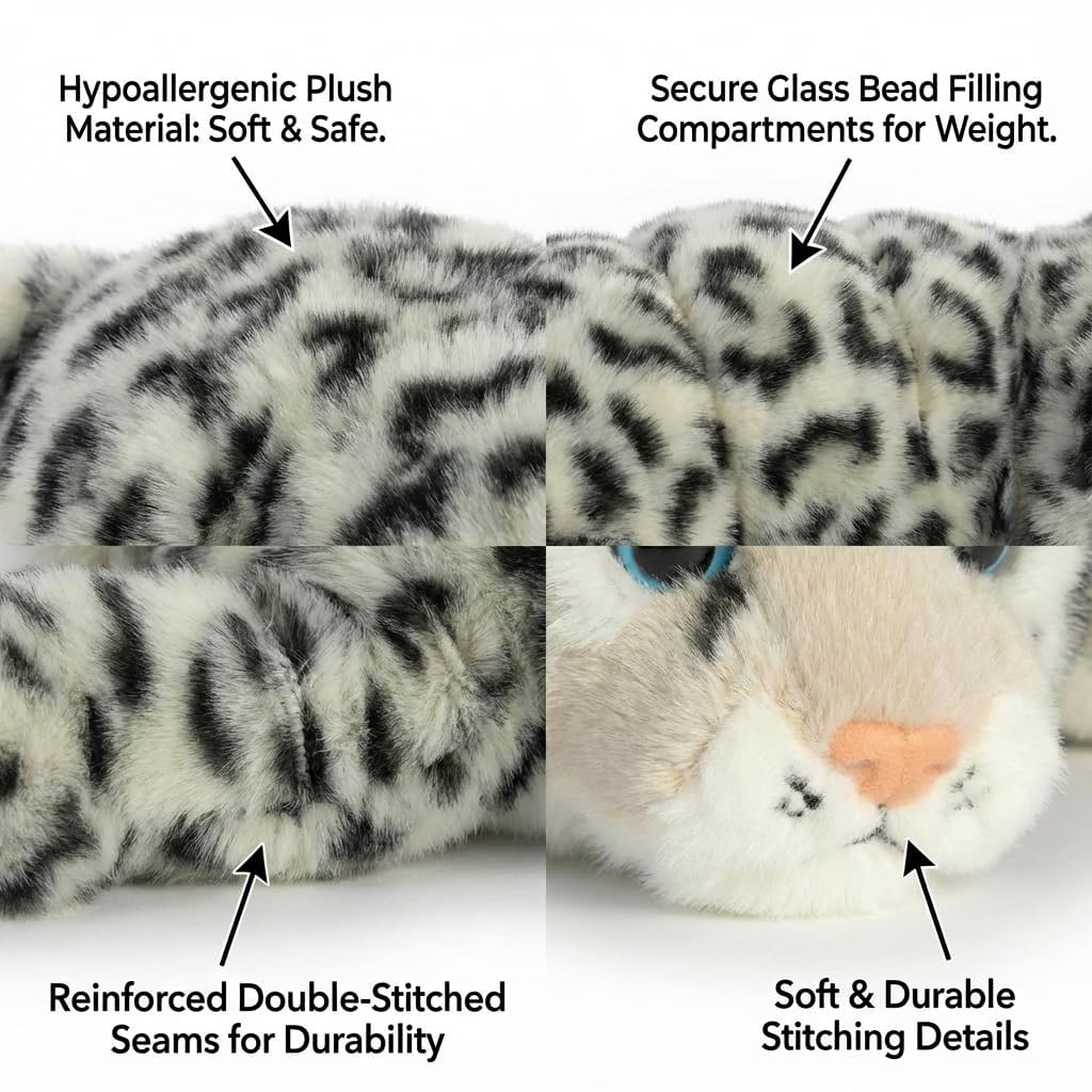 pluszowa zabawka, Obciążone pluszowe zwierzęta, poduszka do przytulania łagodząca stany lękowe i wspomagająca sen Lis 45 cm(Snow Leopard,45cm)