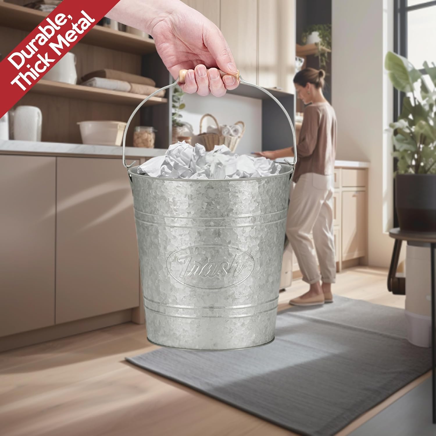 セット 2、ファームハウス バスルーム ゴミ箱とトイレブラシセット、素朴なバスルームアクセサリー、原始的なウエスタンカントリーバスル