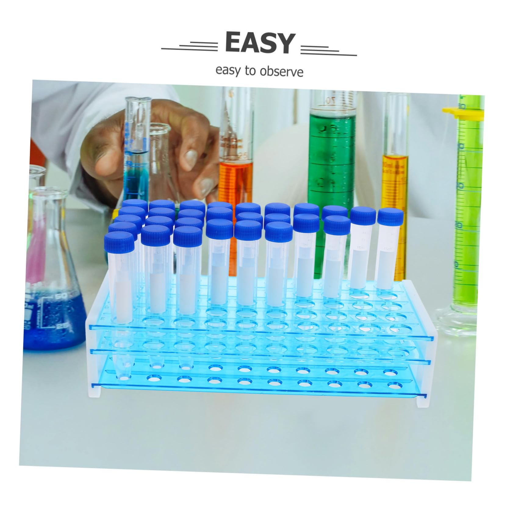 Baluue 100 Piezas Tubo centrífugo tubos con tapones de rosca equipo de instrumentos tubo de ensayo de 15ml tubos de ensayo de centrífuga de plástico Gradilla el plastico