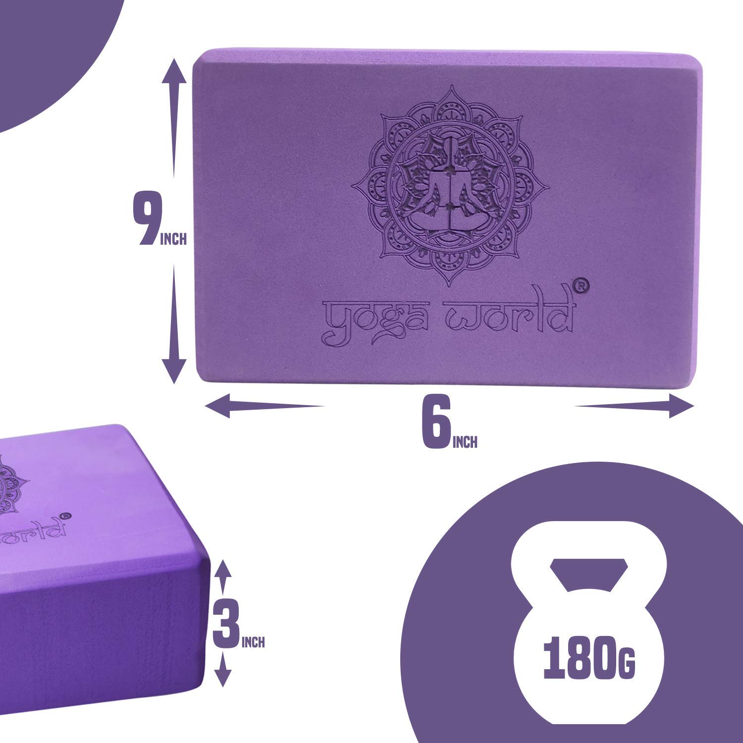 Yoga World Blocs De Yoga EVA Haute Densité Antidérapants Pour