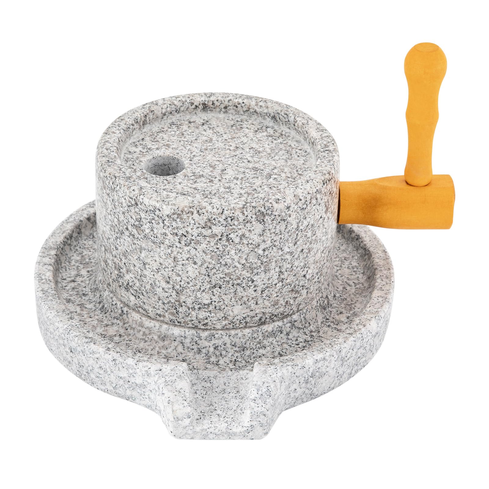 Manual Stone Mill,Natural Granite Handmade Stone Mill, Detachable Design Rotating Plate and Chassis Stone Millstone/Grinder with Anti-Backflow, Ancient Grinding Millstone for Grind Dry/Wet Foods